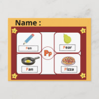 Carte flash de la lettre P de l'alphabet éducatif