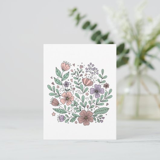 Postale Carte florale Boho délicate (Debout devant)