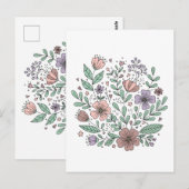 Postale Carte florale Boho délicate (Devant / Derrière)