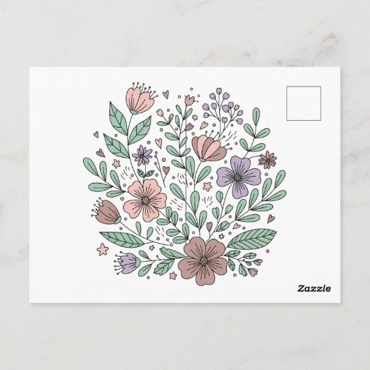 Postale Carte florale Boho délicate (Dos)