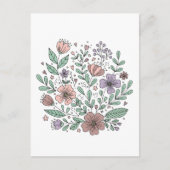 Postale Carte florale Boho délicate (Devant)