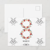 Postale Carte florale de roses pour la Journée internation (Devant / Derrière)