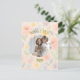 Postale Carte florale personnalisée "World's Best Mom"