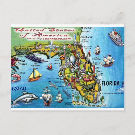 Postale Carte Florida USA (Devant)