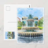 Postale Carte Fontaine Charleston SC Pineappon (Devant / Derrière)