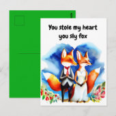 Postale Carte Fox Valentine's Day (Devant / Derrière)