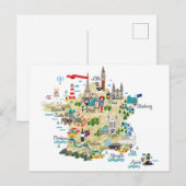 Postale Carte France Destinations Touristiques (Devant / Derrière)