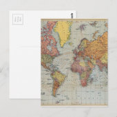 Postale Carte générale vintage du monde (Devant / Derrière)