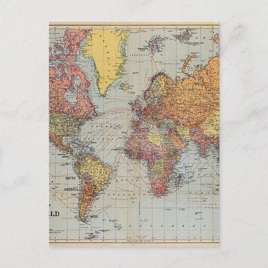 Postale Carte générale vintage du monde (Devant)