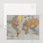 Postale Carte générale vintage du monde (Devant / Derrière)