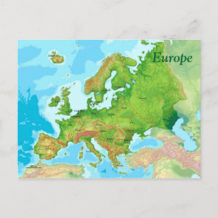 Postale Carte géographique de l'Europe