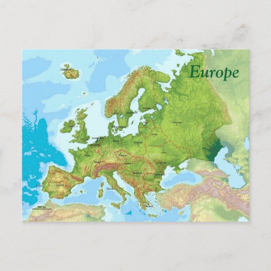 Postale Carte géographique de l'Europe (Devant)