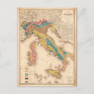 Postale Carte géologique de l'Italie par H. de Collegno (1