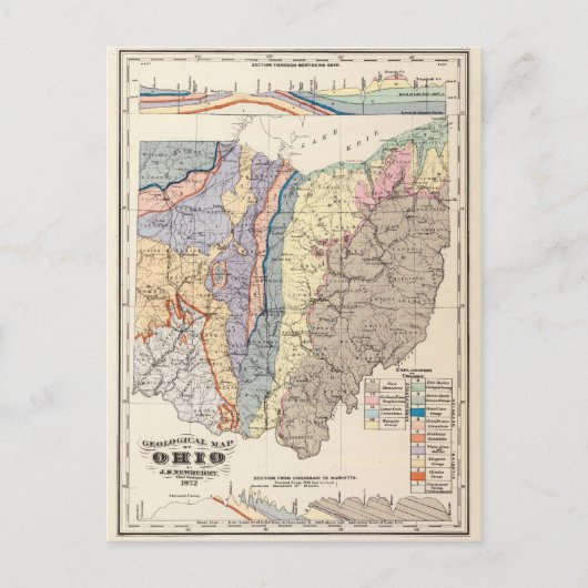 Postale Carte géologique de l'Ohio (Devant)