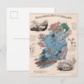 Postale Carte géologique d'Irlande (Devant / Derrière)