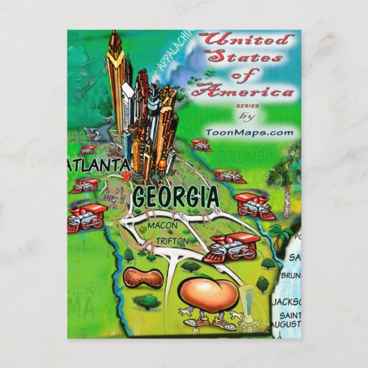 Postale Carte Georgia USA (Devant)
