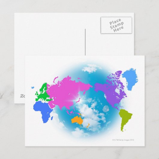 Postale Carte globale colorée (Devant / Derrière)