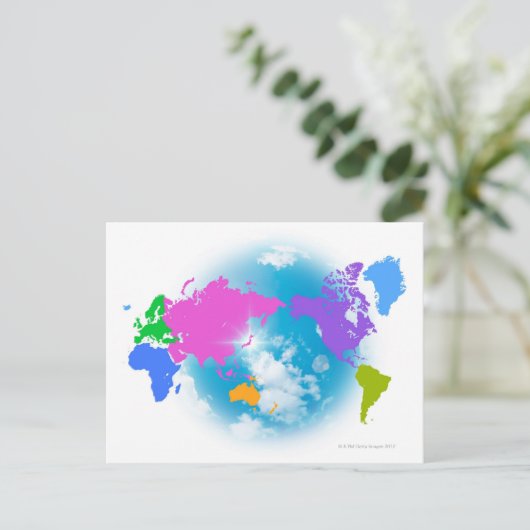 Postale Carte globale colorée (Debout devant)