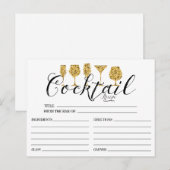 Postale Carte Gold Cocktail Recette (Devant / Derrière)