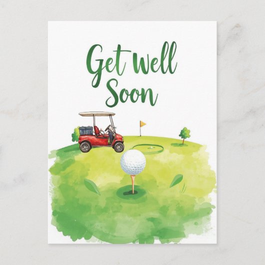 Postale Carte Golf Get Well Soon - Watercolor Golf Course (Devant)