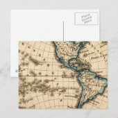 Postale Carte gravée de l'hémisphère occidental (Devant / Derrière)