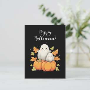 Postale Carte Halloween avec fantômes et éléments d'automn