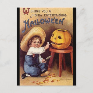 Postale Carte Halloween Vintage KRW très divertissante