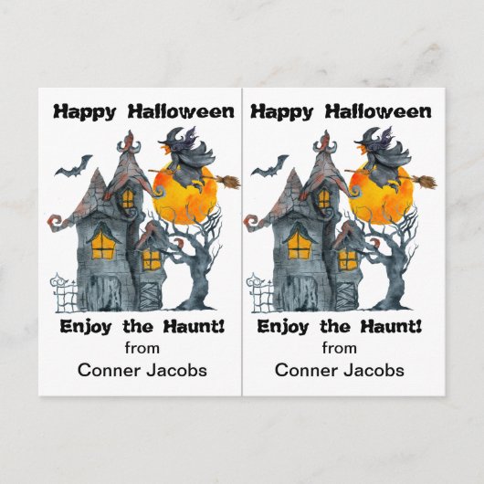 Postale Carte Haunted House Witch School Party Halloween (Devant)