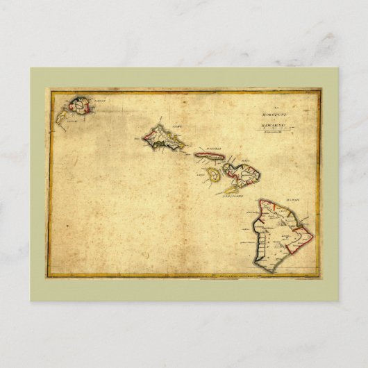 Postale Carte Hawaii 1837 vintage - Îles Hawaii (Devant)