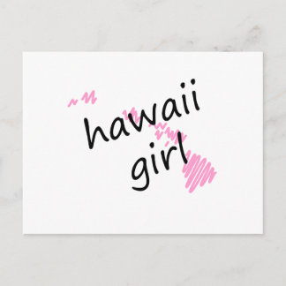 Postale Carte Hawaii Girl with Scribbled Hawaii