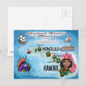 Postale Carte Hawaii USA (Devant / Derrière)