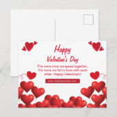 Postale Carte Heureuse Sainte-Valentin (Devant / Derrière)