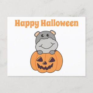 Postale Carte Hippo Halloween Happy Halloween