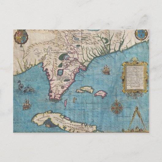 Postale Carte historique de la Floride (1591) (Devant)