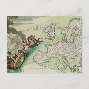 Postale Carte illustrant l'attaque navale contre l'Anglete