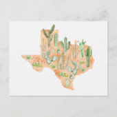 Postale Carte illustrée aquarelle du cactus du Texas (Devant)