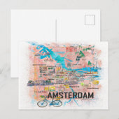 Postale Carte illustrée d'Amsterdam Pays-Bas (Devant / Derrière)