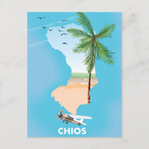Postale Carte illustrée de Chios Greece.