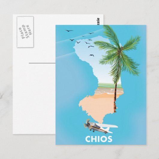 Postale Carte illustrée de Chios Greece. (Devant / Derrière)