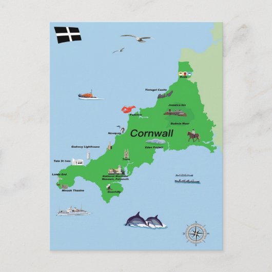 Postale Carte illustrée de Cornwall (Devant)