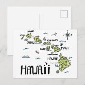 Postale Carte illustrée de Hawaï (Devant / Derrière)