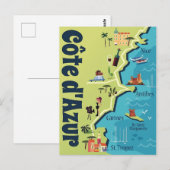 Postale Carte illustrée de la Côte d'Azur (Devant / Derrière)