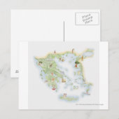 Postale Carte illustrée de la Grèce antique (Devant / Derrière)