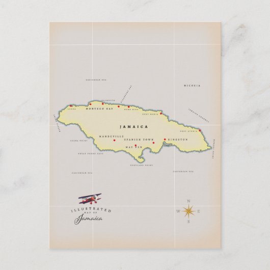 Postale Carte illustrée de la Jamaïque. (Devant)