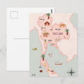 Postale Carte illustrée de la Thaïlande (Devant / Derrière)