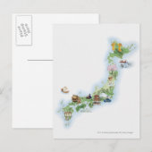 Postale Carte illustrée de l'ancien Japon (Devant / Derrière)