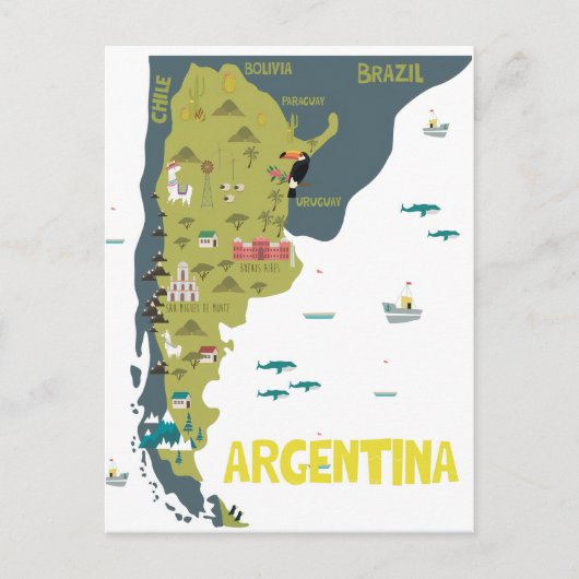 Postale Carte illustrée de l'Argentine (Devant)
