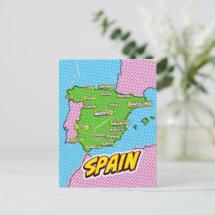 Postale Carte illustrée de l'Espagne dans le style Pop Art