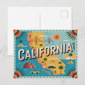 Postale Carte illustrée de l'état de Californie (Devant / Derrière)