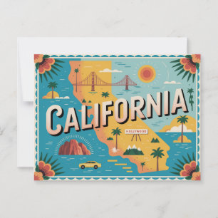 Postale Carte illustrée de l'état de Californie